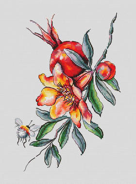 法国DMC十字绣套件 A906石榴花 28CT简单可爱花卉