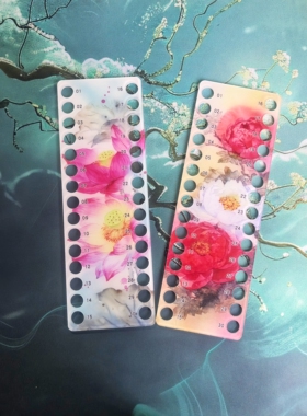十字绣工具穿线板荷花牡丹系列【30孔亚克力线板】绣线整理收纳