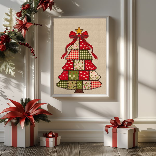 法国DMC十字绣套件卡通 A1486拼布圣诞树 28CT简单印花