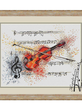 法国DMC十字绣套件 A1098小提琴 28CT卧室装饰画新款