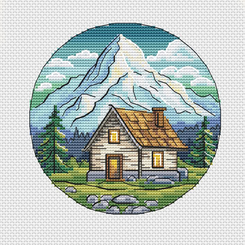 法国DMC十字绣套件 A958雪山小屋 28CT客厅装饰画新款
