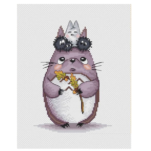 法国DMC十字绣套件卡通 A1493龙猫 28CT简单印花