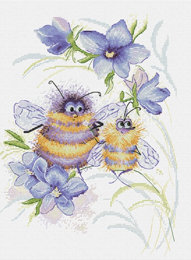 法国DMC十字绣套件卡通动物 A1389花朵蜜蜂 28CT 简单 印花
