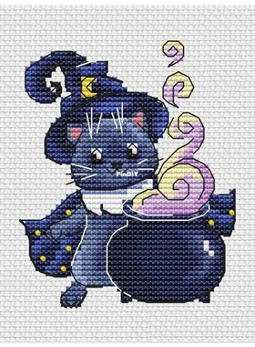 法国DMC十字绣套件卡通动物 A1340魔药大师猫 28CT 简单 印花