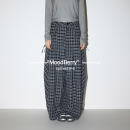 MoodBerry 美式复古经典格纹长裤女春夏慵懒宽松休闲阔腿拖地裤子