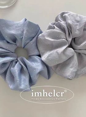 蓝色满天星大号大肠发圈ins温柔少女气质时尚简约丸子头发绳新款