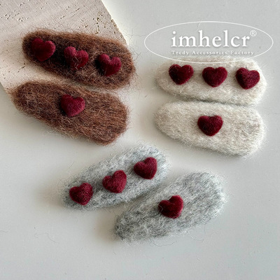 韩国东大门ins毛绒爱心掰掰夹刘海夹百搭后脑勺碎发整理发饰新款