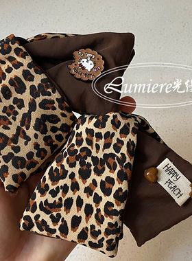 可爱棕色kitty爱心豹纹ab面鲨鱼夹甜酷少女时尚设计盘发抓夹新款