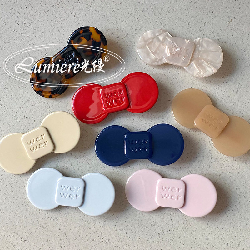 奶油新色蝴蝶结边夹ins明星同款小众高级品质醋酸刘海夹碎发边夹