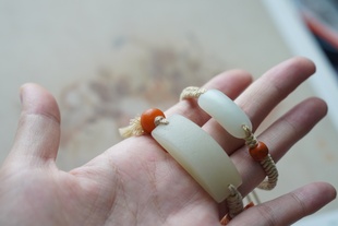 「朴实秋韵」和田玉白玉老蜜蜡手绳编绳手牌 拍下备注手围