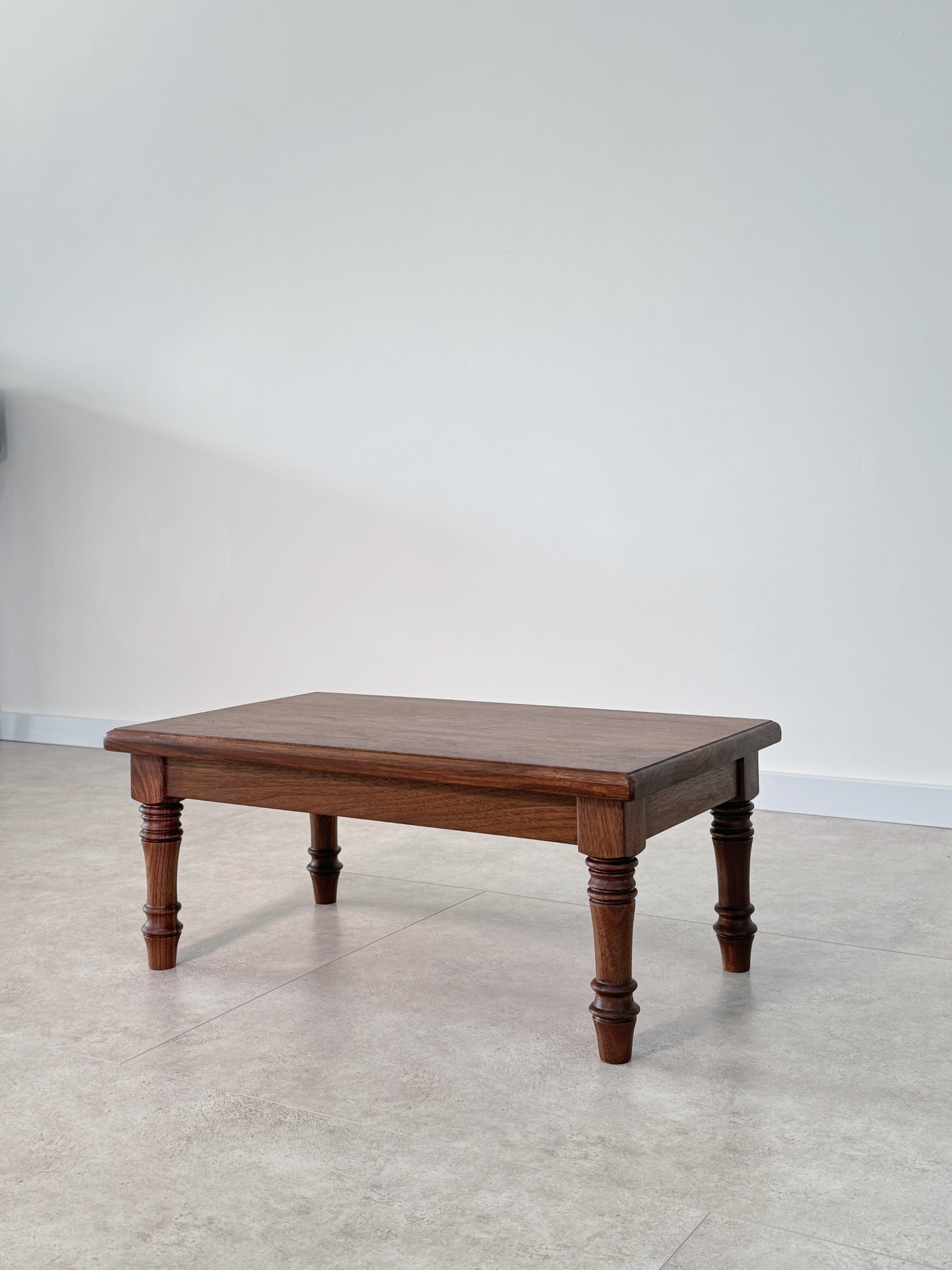 尚美木作黑胡桃木飘窗桌全实木炕几地台榻榻米茶几矮桌欧美式茶桌