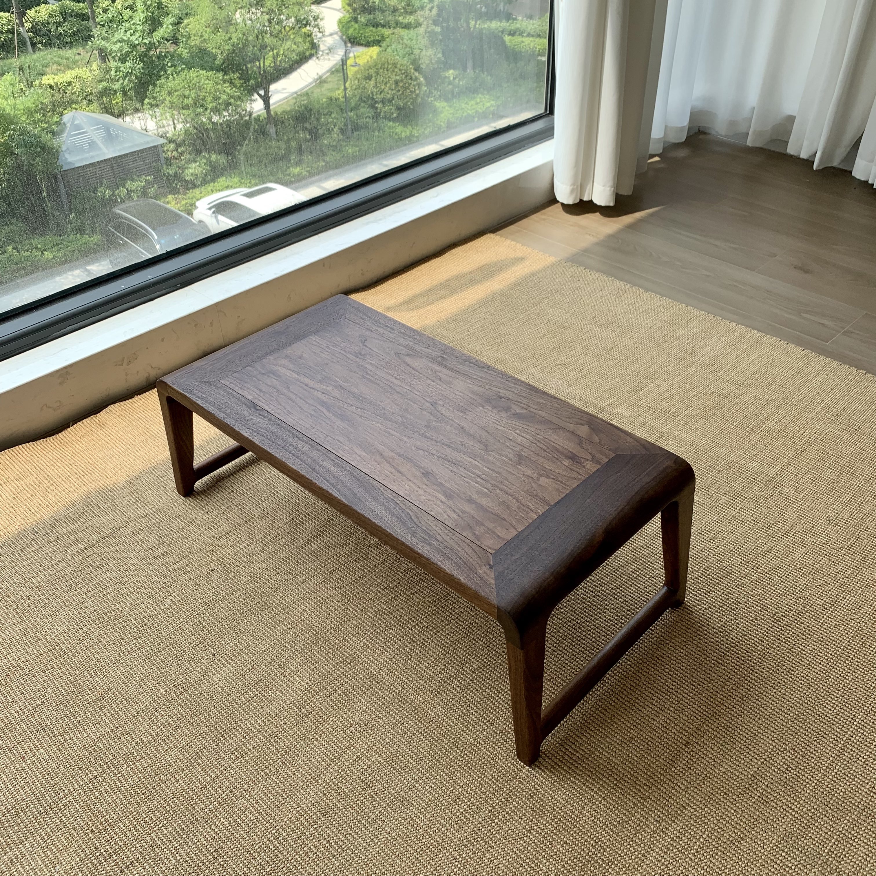 黑胡桃木飘窗桌原木无辅材木蜡油