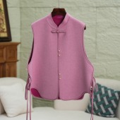 新中式 气质国风红色双面毛呢马甲背心2026新款 本命年战袍短外套女