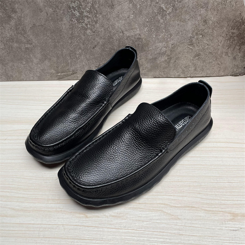 工厂清仓直销春秋头层牛皮经典工装豆豆鞋一脚蹬厚底黑色男士皮鞋,流行男鞋,乐福鞋（豆豆鞋）,淘宝优惠券,粉丝福利购,淘宝优惠卷