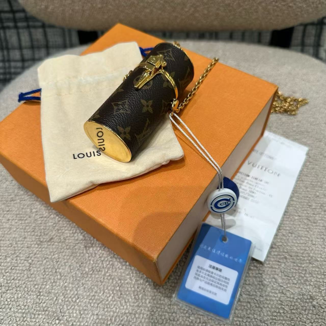 lv老花口红包链条包