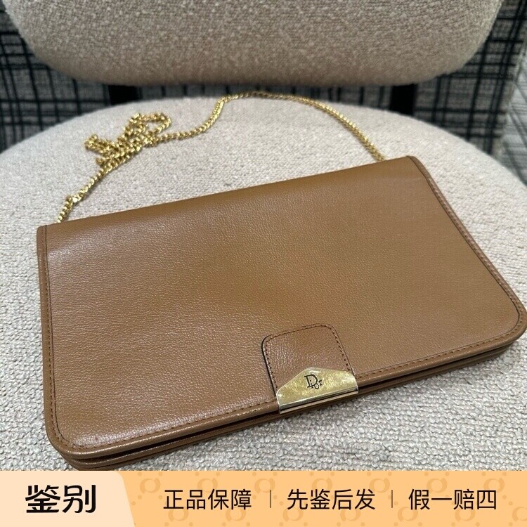 Dior棕色中古链条斜挎包