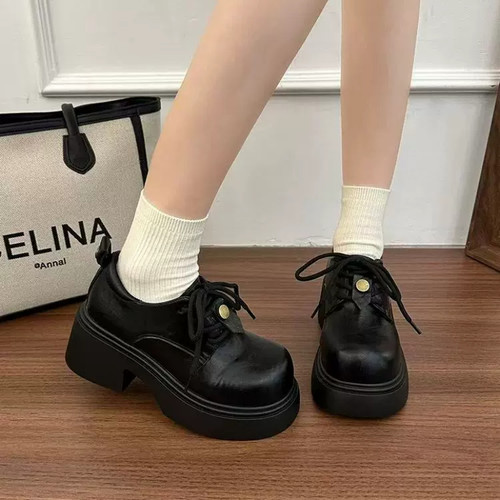 矮子乐粗跟厚底小皮鞋女2026年秋季新款英伦风jk配裙子乐福鞋单鞋