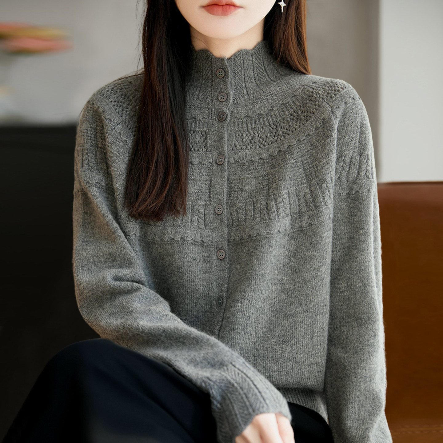 半高领提花大码针织打底衫女洋气中老年女装上衣秋冬毛衣