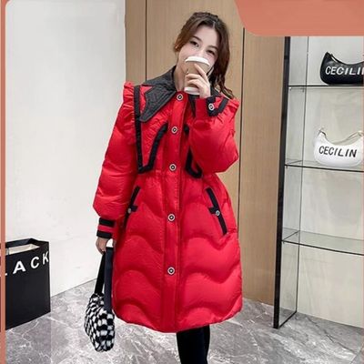 2025冬季新款小香风羽绒服女中长款时尚娃娃领气质保暖白鸭绒外套