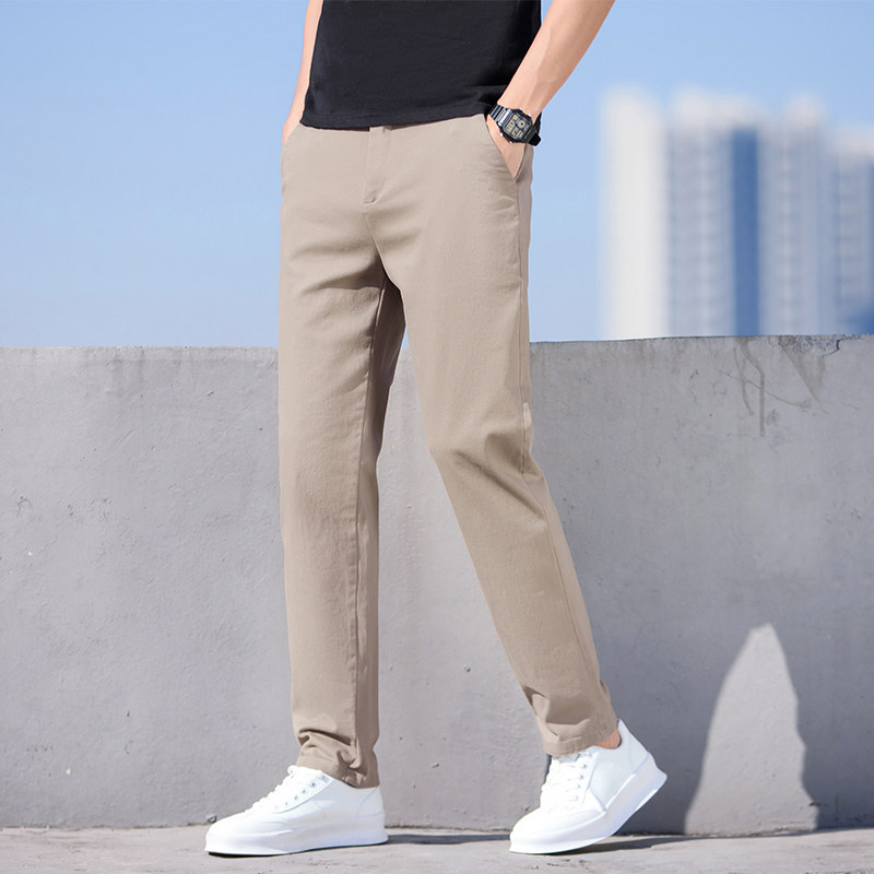 新款男士舒适百搭休闲裤棉弹长裤子小直筒九分裤小个子显高八分裤