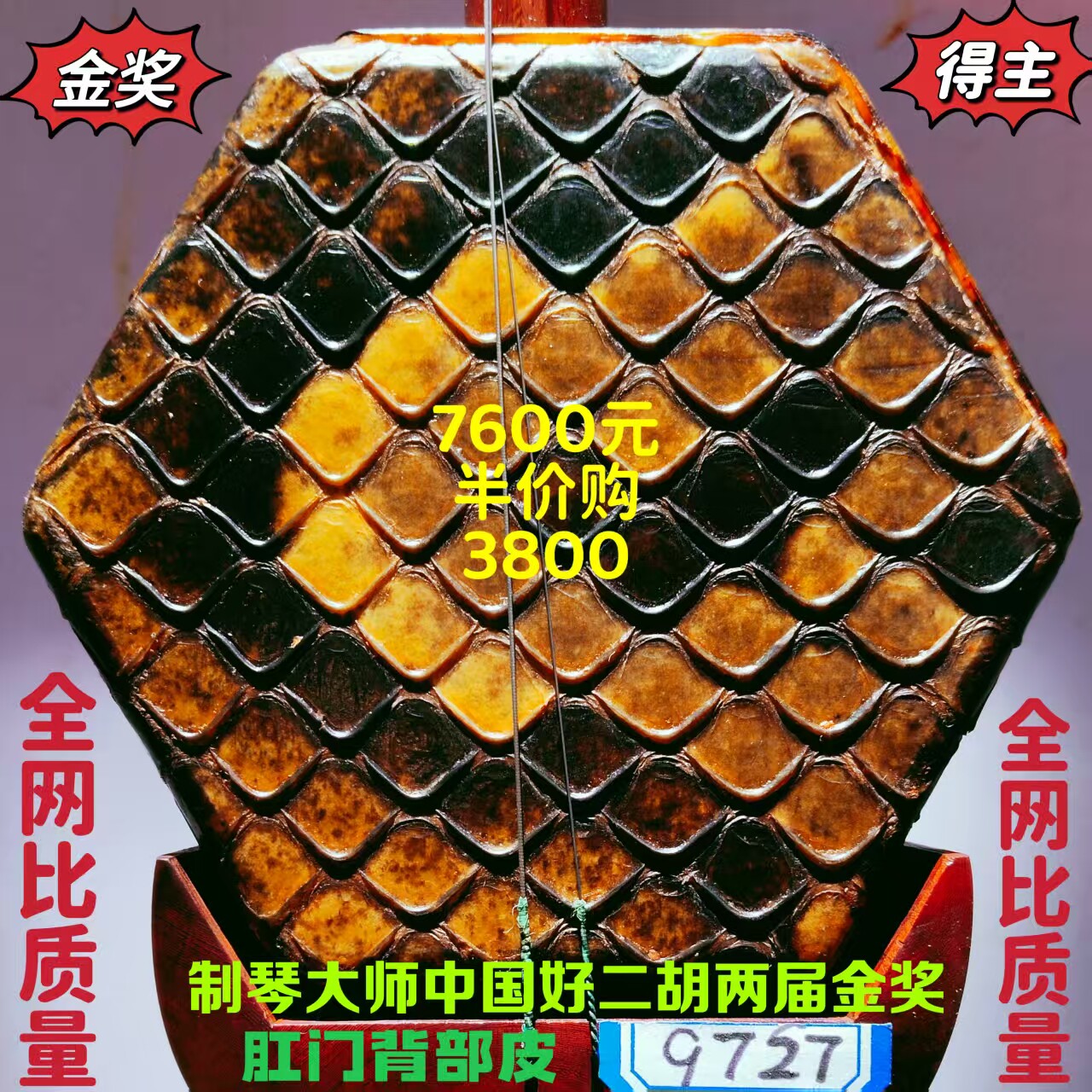 〔十大品牌中国好二胡获金奖〕韵声琴坊五星级明清旧料老红木二胡