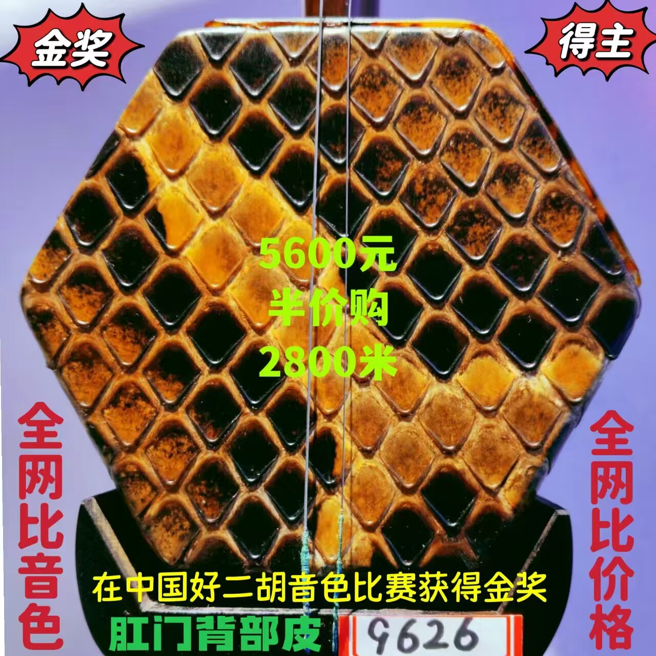 〔十大品牌中国好二胡获金奖〕韵声琴坊五星级明清旧料老红木二胡