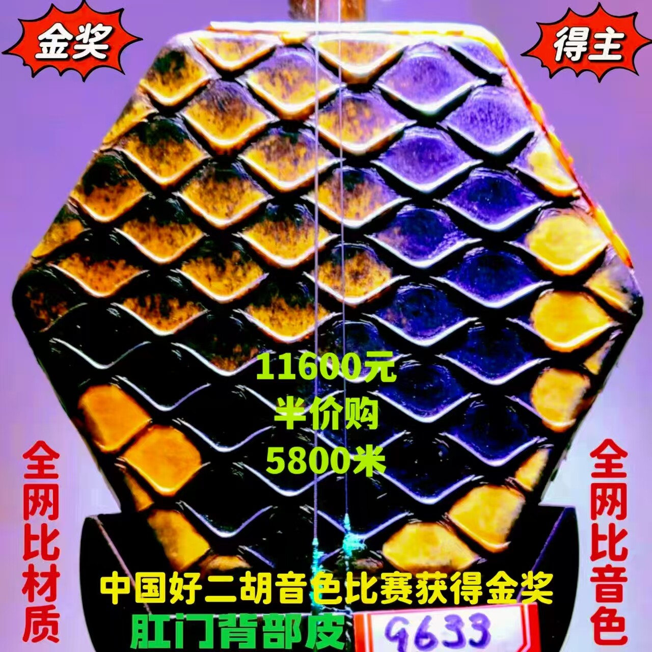 全国获金奖中国十大品牌二胡韵声琴坊特级明清家具旧料老红木二胡