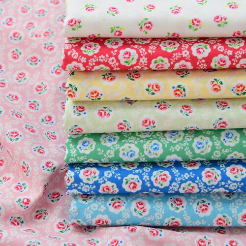 全棉面料服装娃衣里布复古棉布碎花徽章小花30支纯棉布料手工DIY