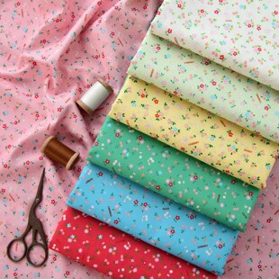 全棉面料服装娃衣里布复古棉布碎花朱樱点绛30支纯棉布料手工DIY