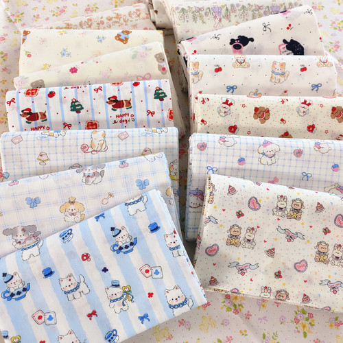 A类纯棉40支韩版小狗主图平纹亲肤吮指级布料服饰睡裙手工宝宝布