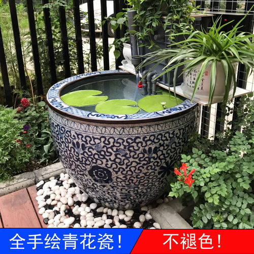 景德镇陶瓷水缸鱼缸荷花缸全手绘