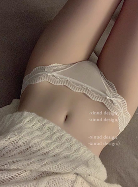 法式内裤女士蕾丝纯欲低腰无痕性感少女新款纯棉抗菌档白色三角裤