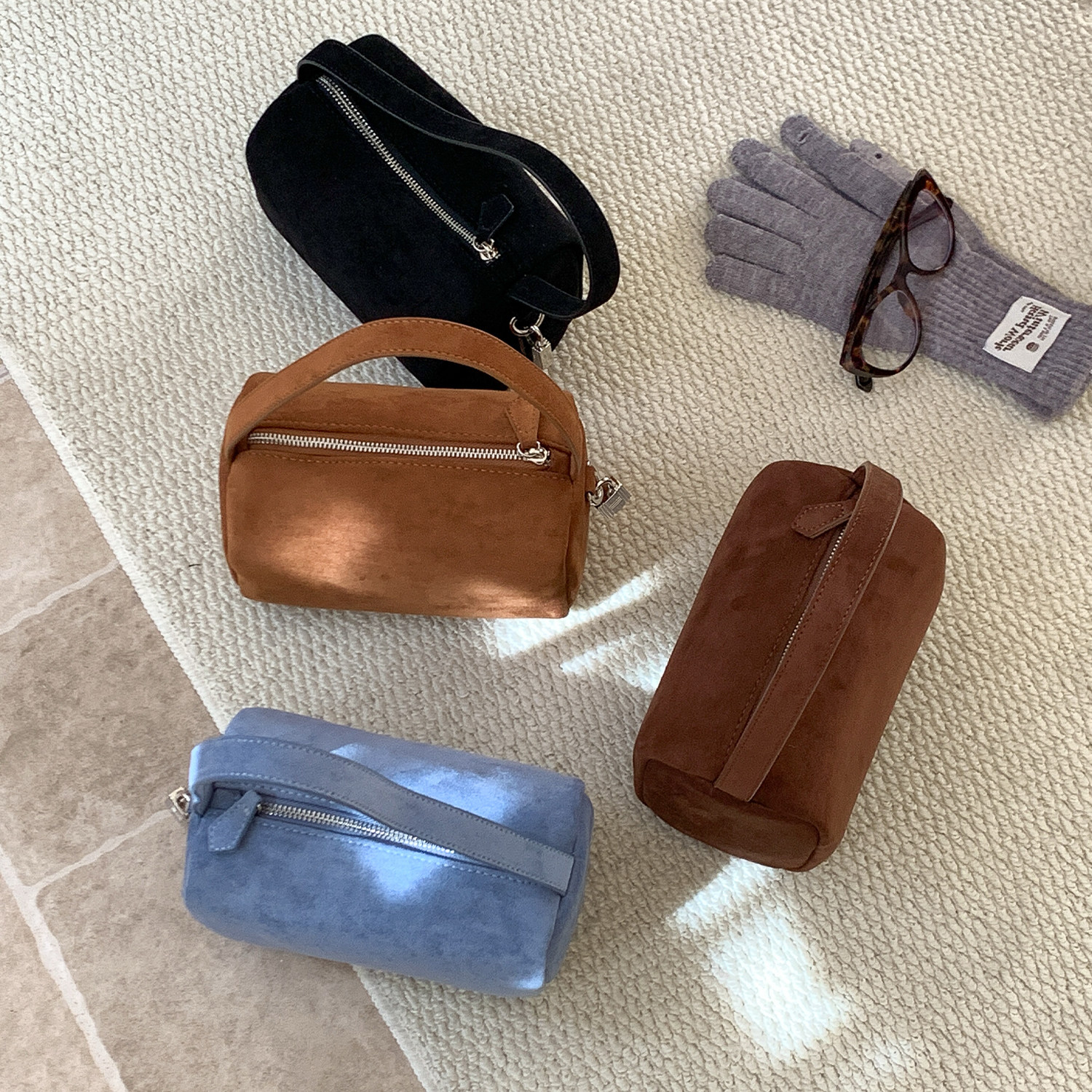 EMORRIN秋冬新款麂皮绒小众设计质感圆筒包时尚百搭简约手提包,箱包皮具/热销女包/男包,手拿包,淘宝优惠券,粉丝福利购,淘宝优惠卷