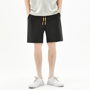 棉麻风短裤男抽绳纯色棉麻男装复古休闲裤夏季A266-1-K88-P35图片