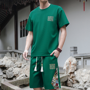 刺绣套装男休闲运动一套拼接风A266-1-TZ7758-P48特批控78图片
