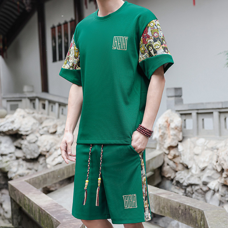 男士休闲运动套装男刺绣小熊风A266-1-TZ8807-P47特批控78,男装休闲套装,电商A266-1