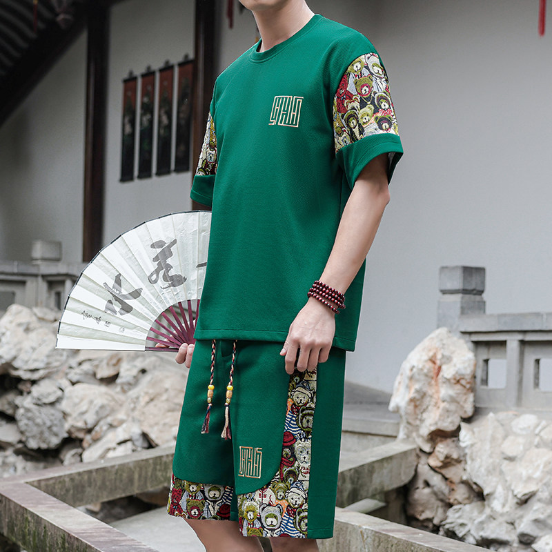 男士休闲运动套装男刺绣风一套A266-1-TZ8808-P50特批控78，男装休闲套装，电商A266-1