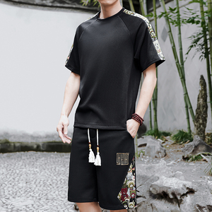 男士刺绣休闲运动套装短袖一套风A266-1-TZ9958-P50特批控78图片