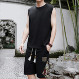 刺绣休闲运动套装男风纯色一套A266-1-TZ3358-P46特批控78，男装休闲套装，电商A266-1