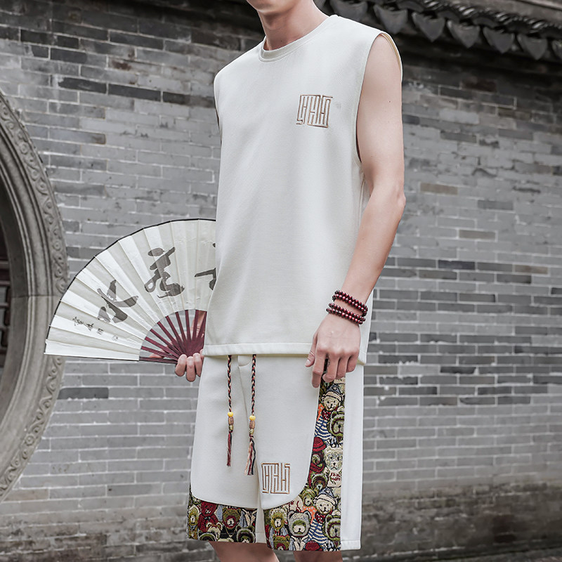刺绣休闲运动套装男风五分一套A266-1-TZ1108-P46特批控78,男装休闲套装,电商A266-1
