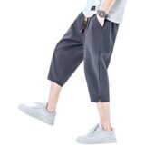 夏天棉麻风七分裤男宽松纯色7休闲裤抽绳夏季A266-1-K61-P35，男装牛仔裤，电商A266-1