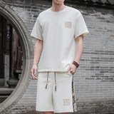 夏天刺绣运动套装男休闲短裤风A266-1-TZ7707-P45特批控78，男装休闲套装，电商A266-1