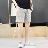 亚麻短裤男抽绳宽松夏季青年潮流风中裤休闲A266-1-K83-P45，男装牛仔裤，电商A266-1