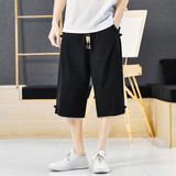 棉麻七分裤男抽绳夏季青年纯色风中裤裤子A266-1-K87-P40，男装牛仔裤，电商A266-1