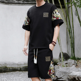 刺绣休闲运动套装男风一套风A266-1-TZ8858-P50特批控78，男装休闲套装，电商A266-1