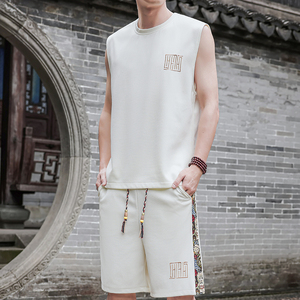 刺绣休闲运动套装男风背心一套A266-1-TZ1107-P43特批控78图片