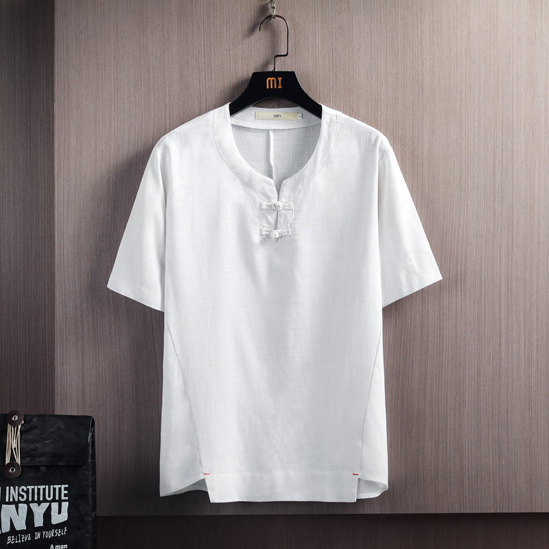 新款棉麻T恤男圆领宽松大码风男装夏季上衣A266-1-T156-P40，男装T恤，电商A266-1