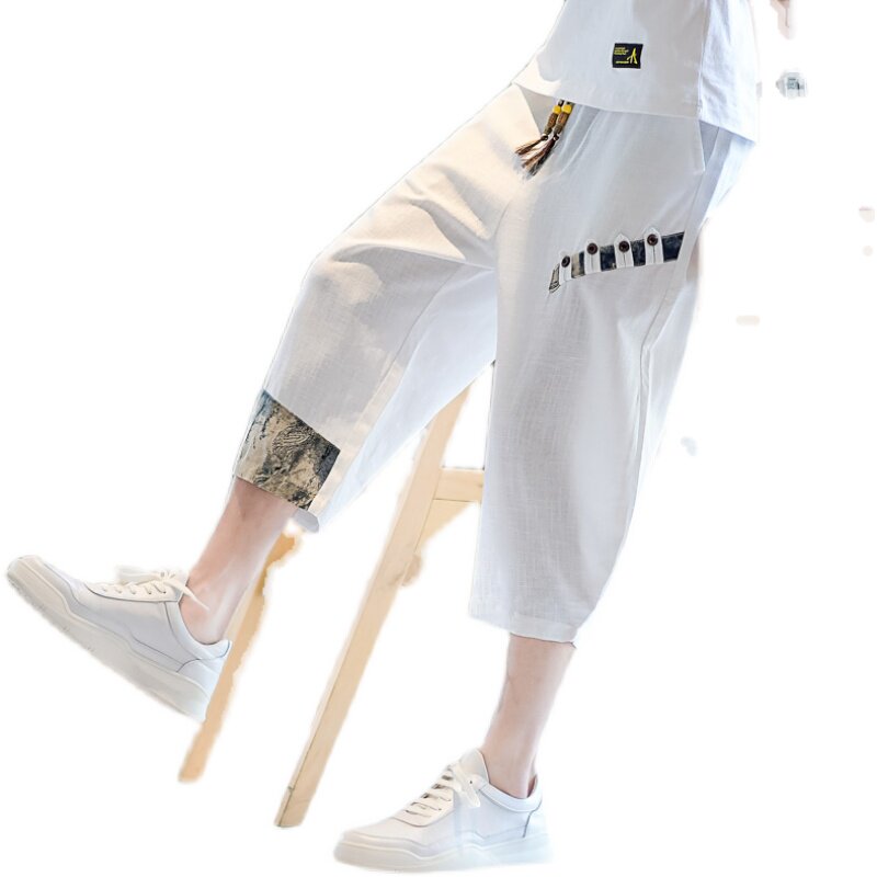 2026夏季亚麻七分裤男宽松男装风休闲裤棉麻A266-1-K40-P35,男装牛仔裤,电商A266-1