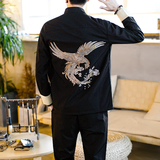 春季风男装套装夹克刺绣立领复古外套A266-1-TZ1909-P130，男装夹克，电商A266-1