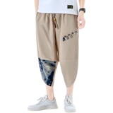 夏季小脚棉麻七分裤男宽松抽绳风7分休闲裤子A266-1-K52-P35，男装牛仔裤，电商A266-1